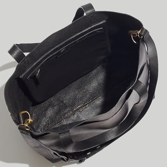 EUC Madewell Black Leather Medium Transport Tote - Picture 3 of 13